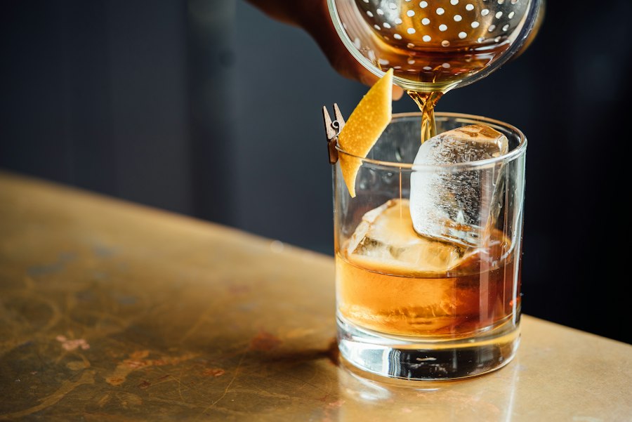 A digestif poured at the bar