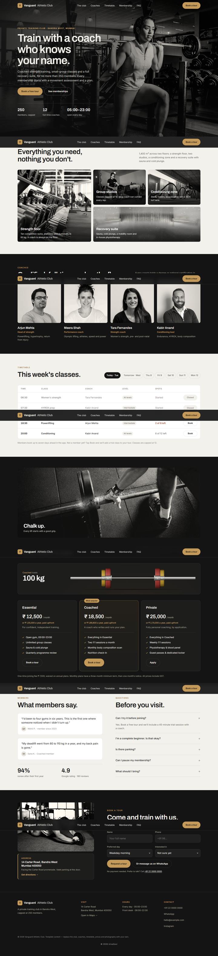 Gym template preview